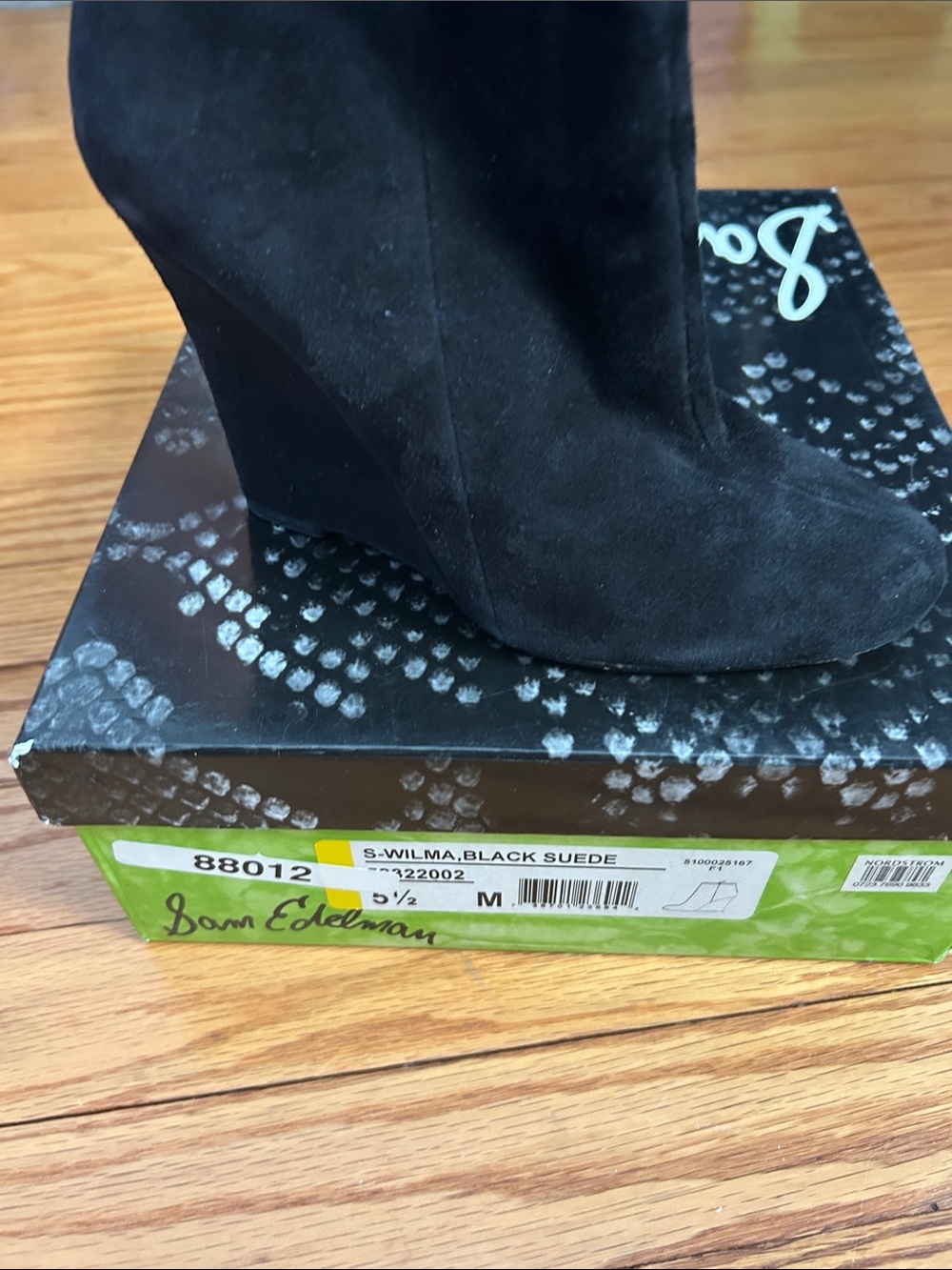 Sam Edelman Black Suede Wedge Booties size 5.5